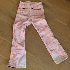 LoveShackFancy Pink Floral Boot Cut Pants